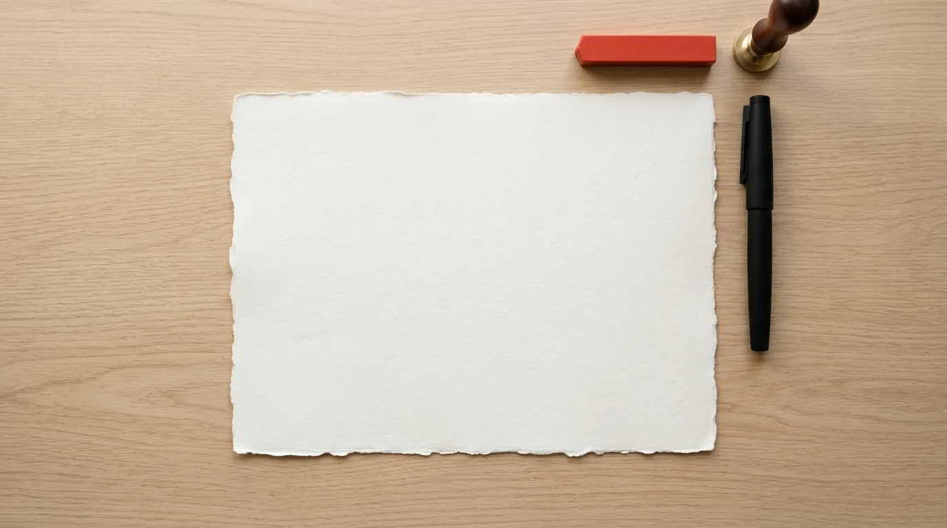 A letter on textured paper beside a pen