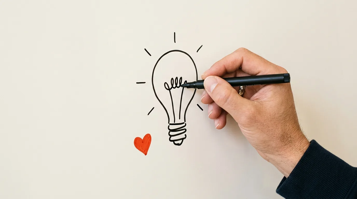 A hand drawing a lightbulb, the Wisko AI style